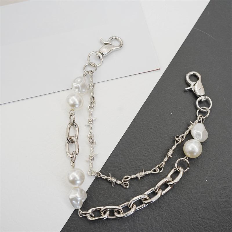 Vintage Fashion Pearl Chain Bag Chain Makeover Chain Decorative Bag Strap Punk Chain Accessories Pant Chain
