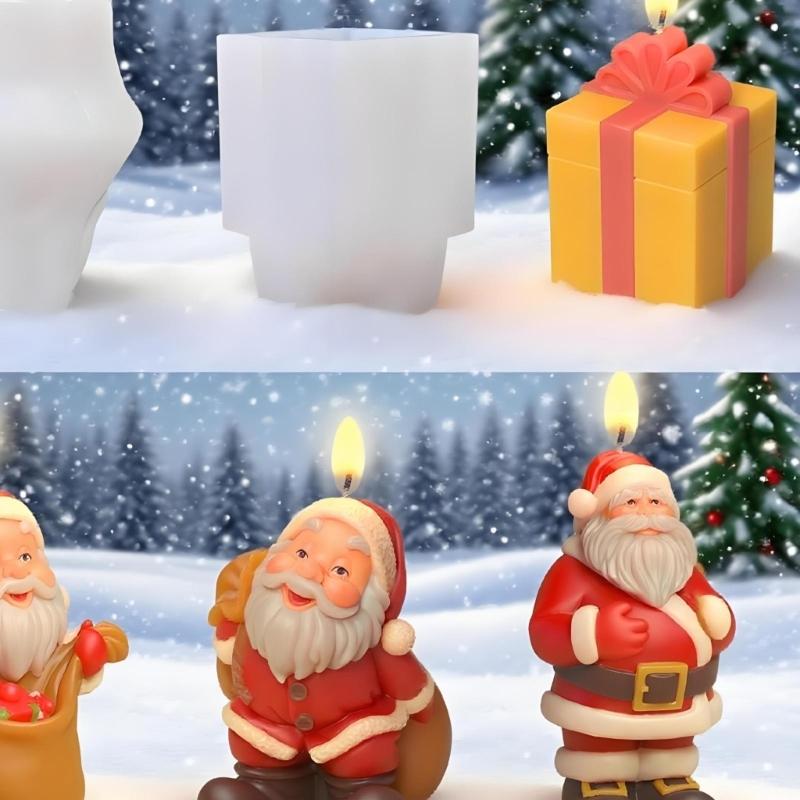 Santa Claus Candle Molds Handmade Castings Molds Christmas Silicone Moulds Epoxy Resin Molds Plasters Molds