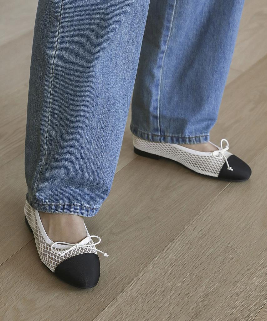 Sappun Vanessa Mesh Ribbon Flat Shoes (1Cm)