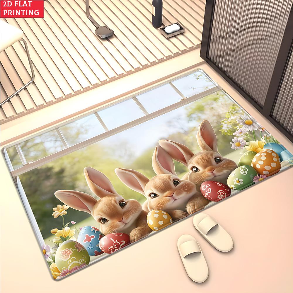 Cute Rabbit Easter Eggs Large Room Carpet Non Slip Cartoon Kids Bedroom Living Room Floor Mat Home Decor Children's Play Carpet