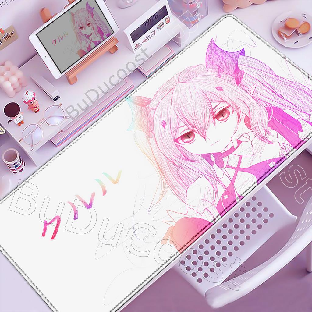 Pretty Pink Anime Girl Mousepad PC Gamer Cute Large Desk Mat Office Laptop Gaming Mouse Pad Kawaii PC Keyboard Rug Birthday Gift