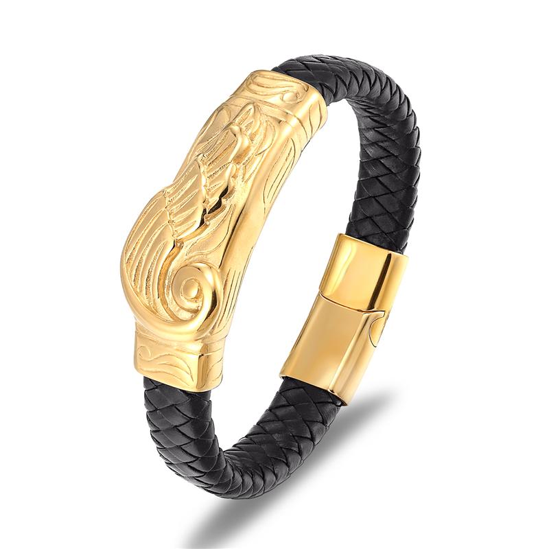 Cross Style Classic Handmade Leather Chain Braided Men Bracelets Fashion Magnet Clasp 316L Stainless Steel Wristband