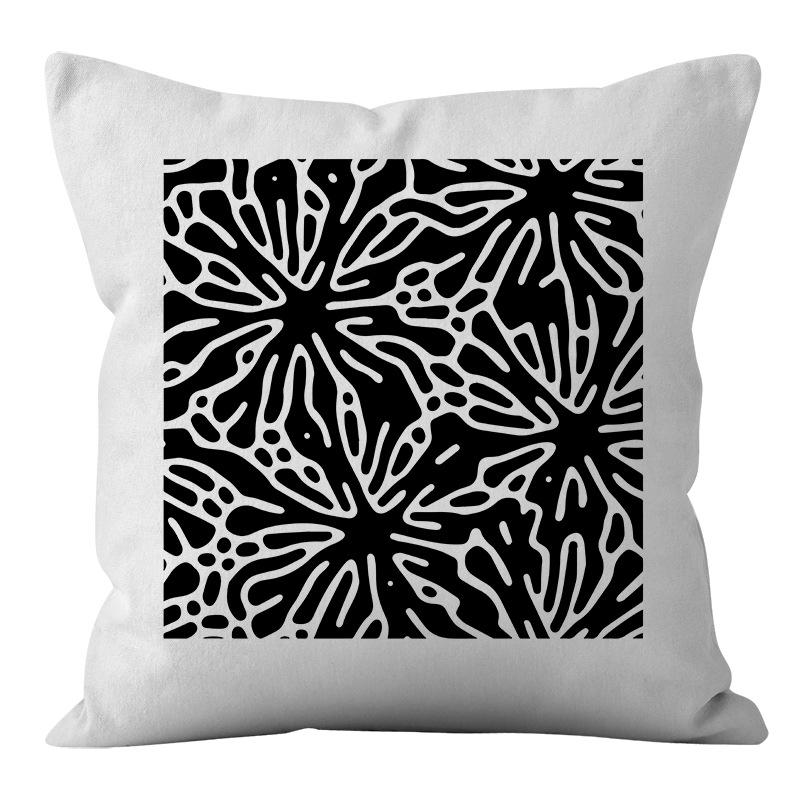 Nordic Ins Style Simple and Light Luxury Lines Black and White Plaid Pillow Case Pillow Lunch Break Pillow Sofa Cushion