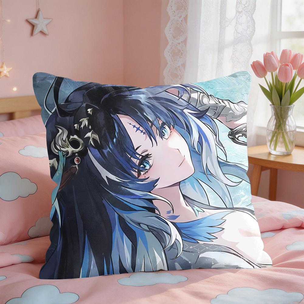Wuthering Waves Yangyang Cushion Cover Square Short Plush Pillow Case Living Room Sofa Home Decor Funda X