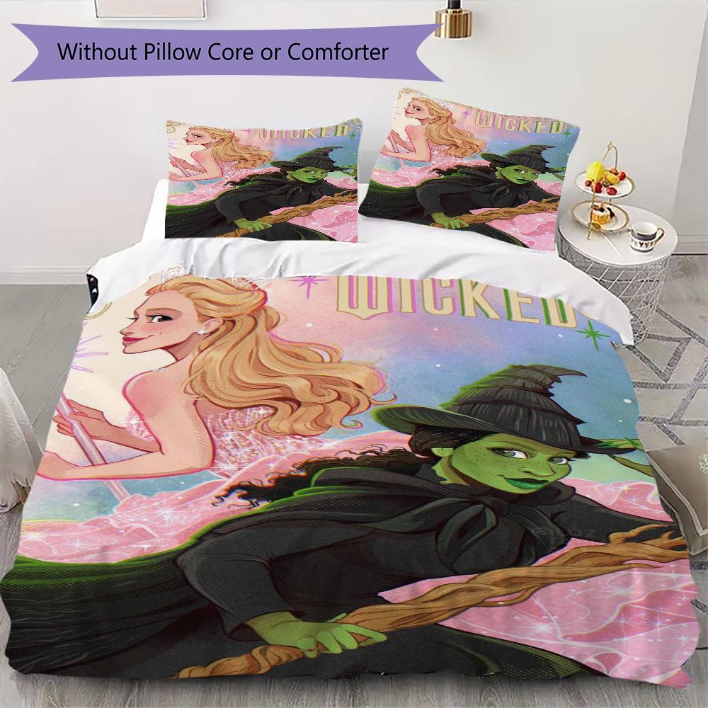 WICKED Pattern Bedding,Quilt Set Quilt Cover Pillowcase Home Birthday Gift(1 * Duvet Cover + 2 * Pillowcase, Without Core)_lx