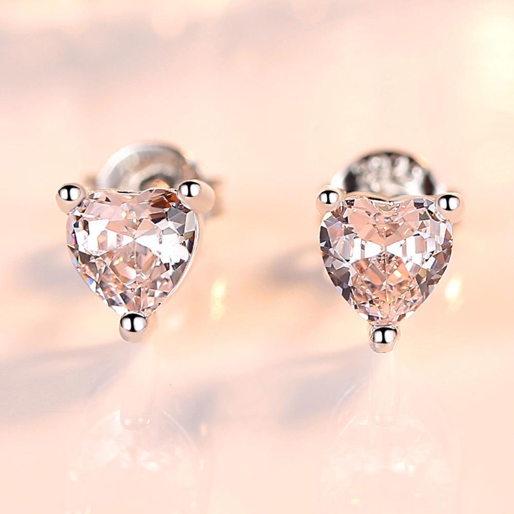 Women s Heart Zircon Stud Earrings Trendy Jewelry Gift Fashionable Diamond Stud Earrings for Ladies белый