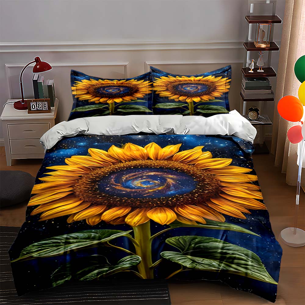 

Sunflower galaxy design. Bedding Duvet cover sets Duvet covers Pillowcases gifts (1 * Duvet Cover 2 * Pillowcases, without duvet insert) 135x200cm
