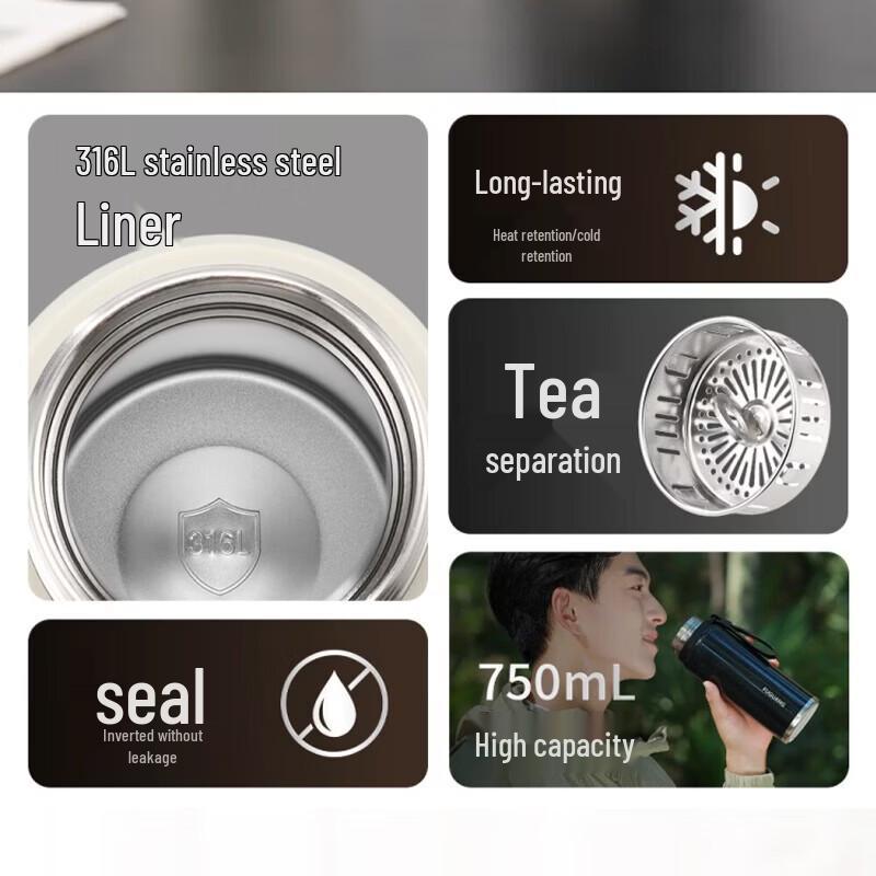 FUGUANG 316 Stainless Steel Insulated Sports Bottle 750ml