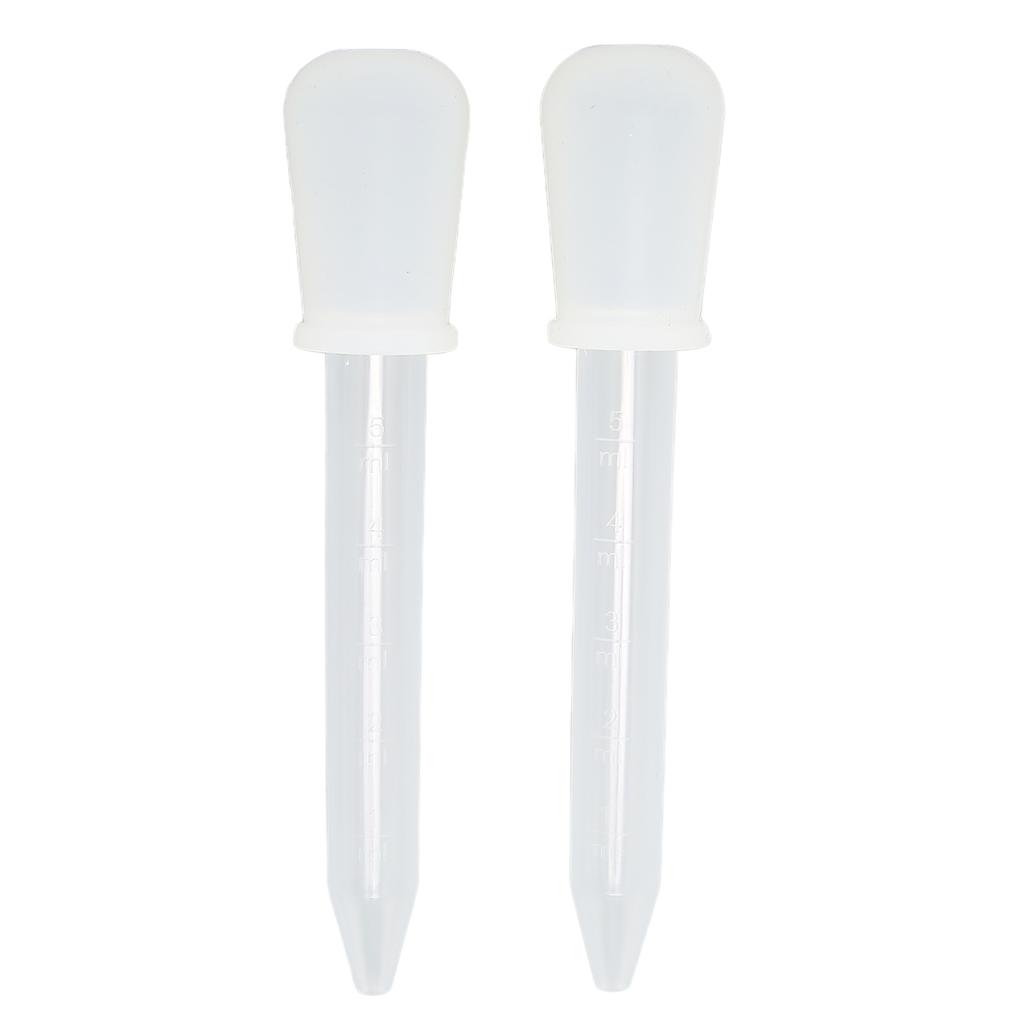 2pcs Liquid Dropper 5ml Capacity Safe Reliable Light Weight Compact Portable Pipettes for Scientific ExperimentsWhite