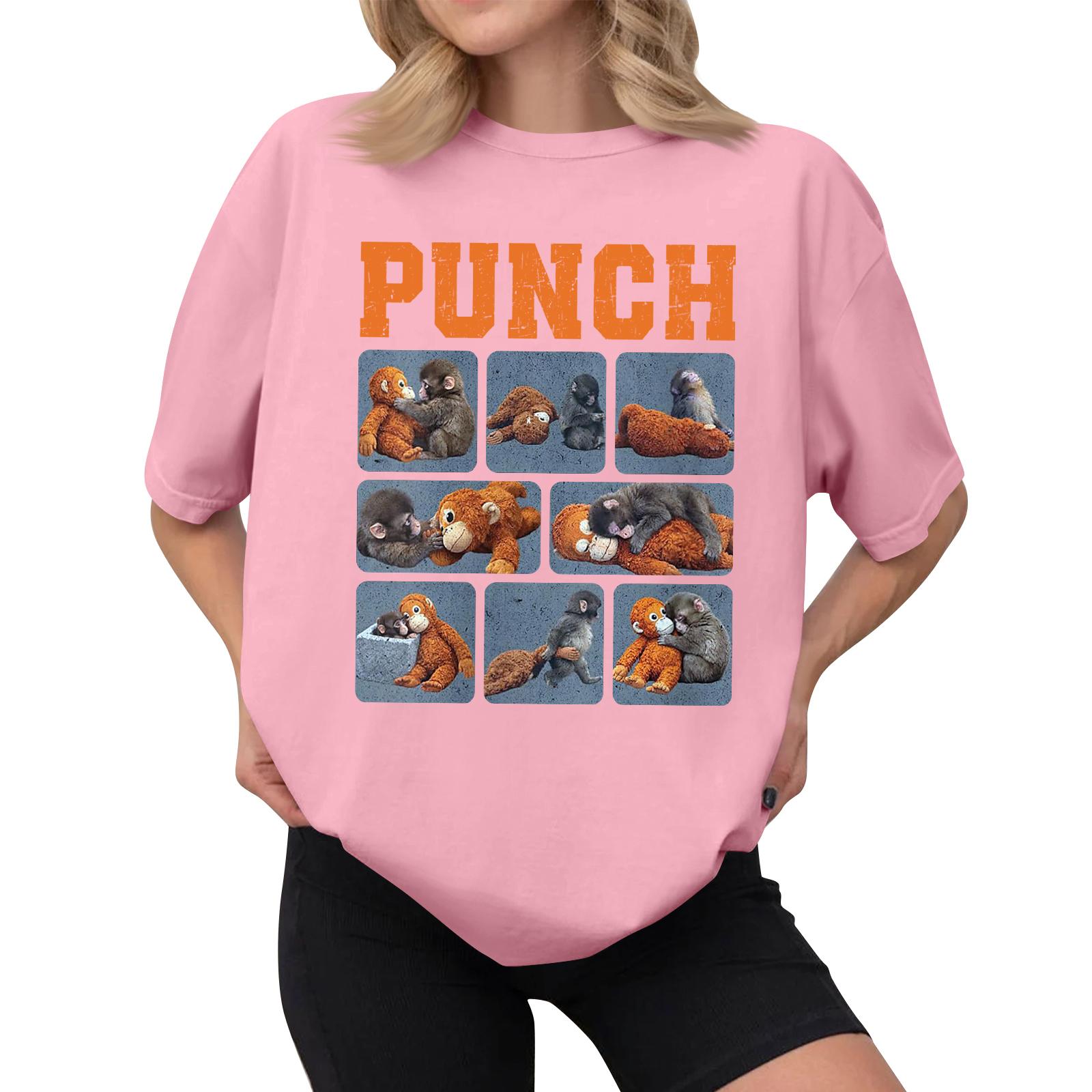 

Women s Casual Printed T-Shirt Round Neck Pullover Short Sleeve Top M рожевий