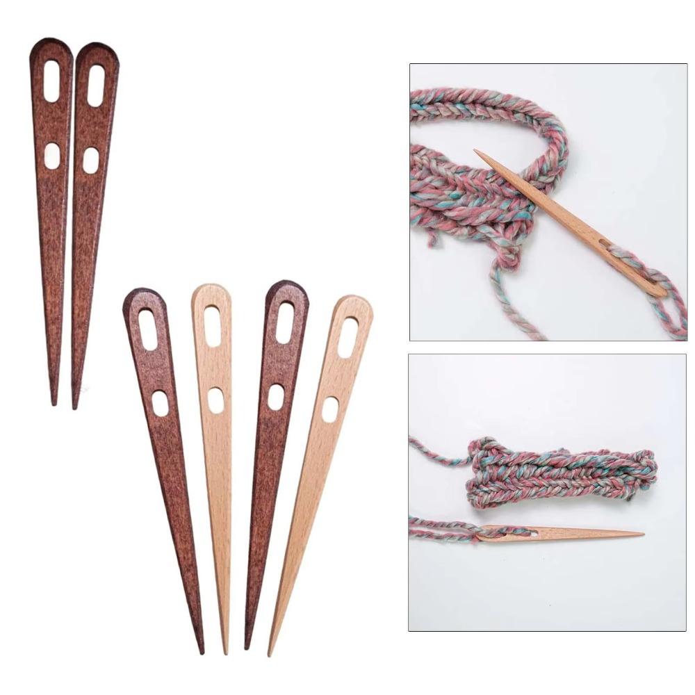 2/4Pcs DIY Big Eye Yarn Knitting Needle Needlework Wooden Knitting Needle Set