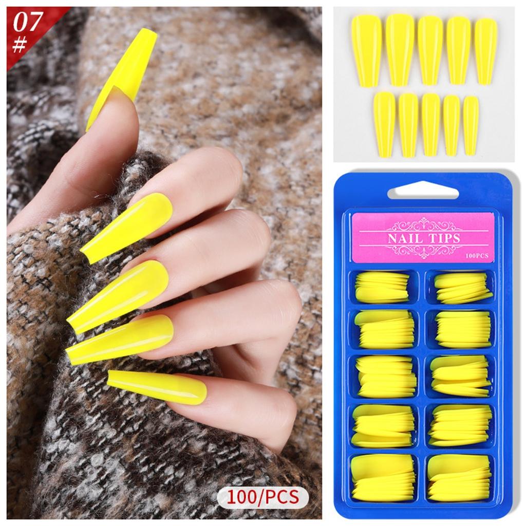 100pcs Long Fake Nails Full Cover False Nail Coffin Tips Ballerina Art Manicure