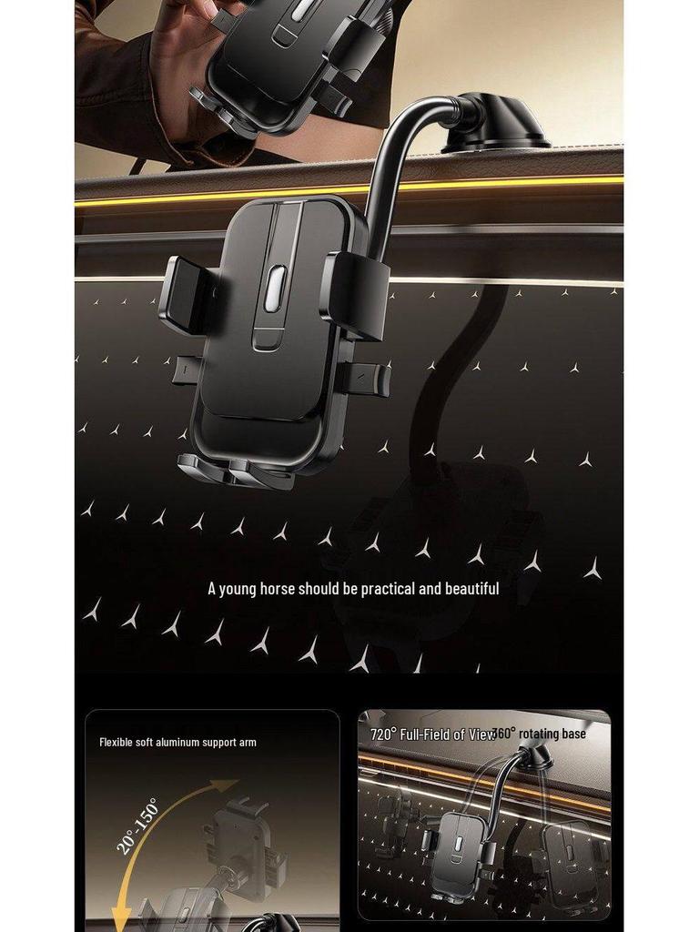 360° Car Phone Holder with Suction Cup and Vacuum Support