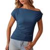 2026 European & American Off-Shoulder Cinched Waist Fashion Pullover Women's T-Shirt