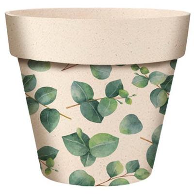 [A2054] - Bamboo Plant Pot 'Eucalyptus' Green Beige - 17x15 Cm