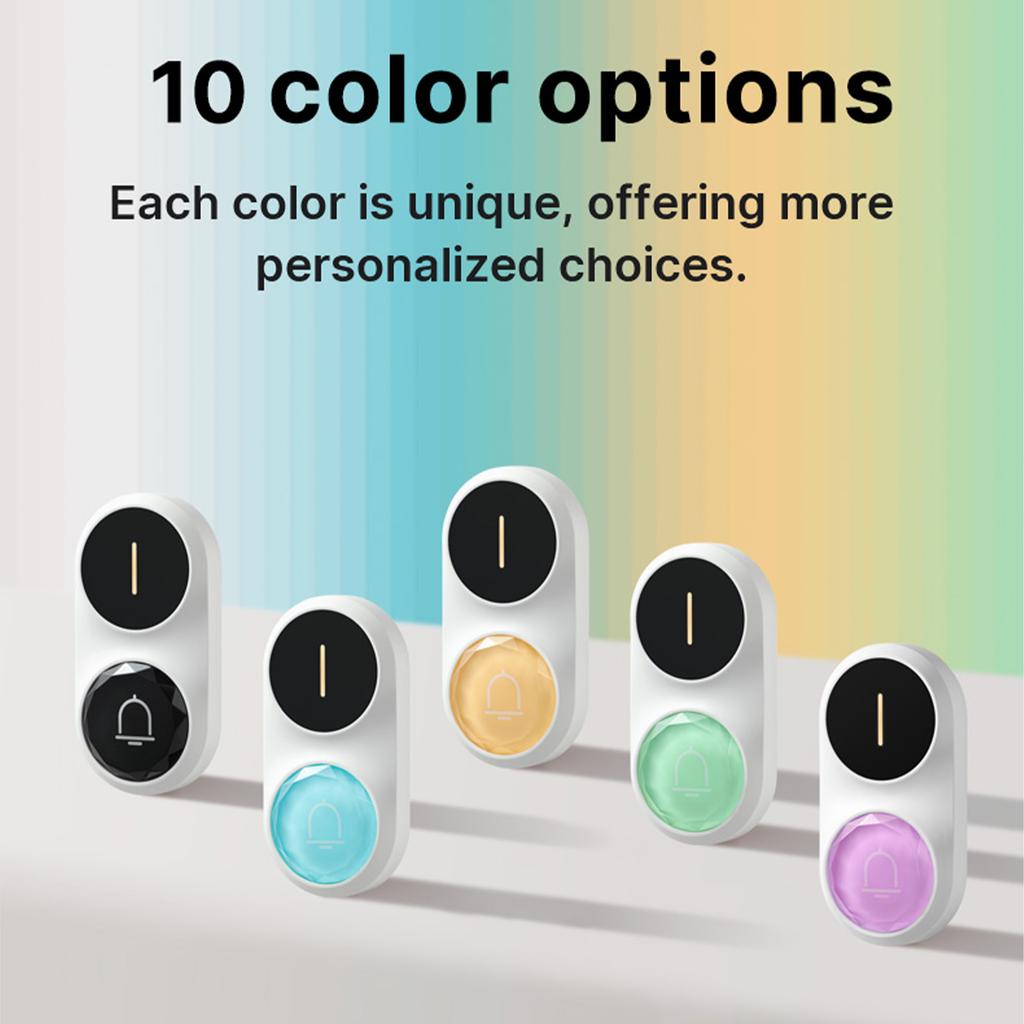 Wireless Doorbell Adjustable Volume 26 Different Ringtones LED Flash Multiple Bell IP64 Waterproof for Home Classroom