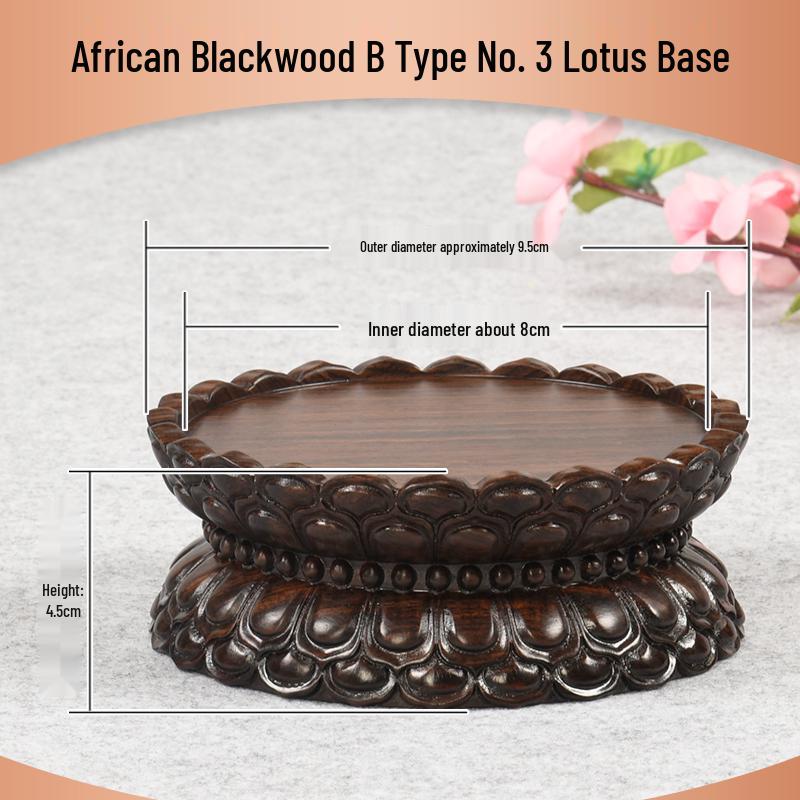 Ebenholz Guanyin Bodhisattva Lotus Sockel, Massivholz geschnitzter runder Opfertablettständer