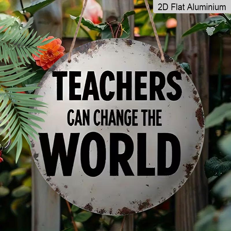 

2D Flat Aluminum Sign Vintage Country-Style Teacher-Themed Decorative Item 7.87 Inches X 7.87 Inches Teacher Appreciation Week Perfect for Classroom 1pc