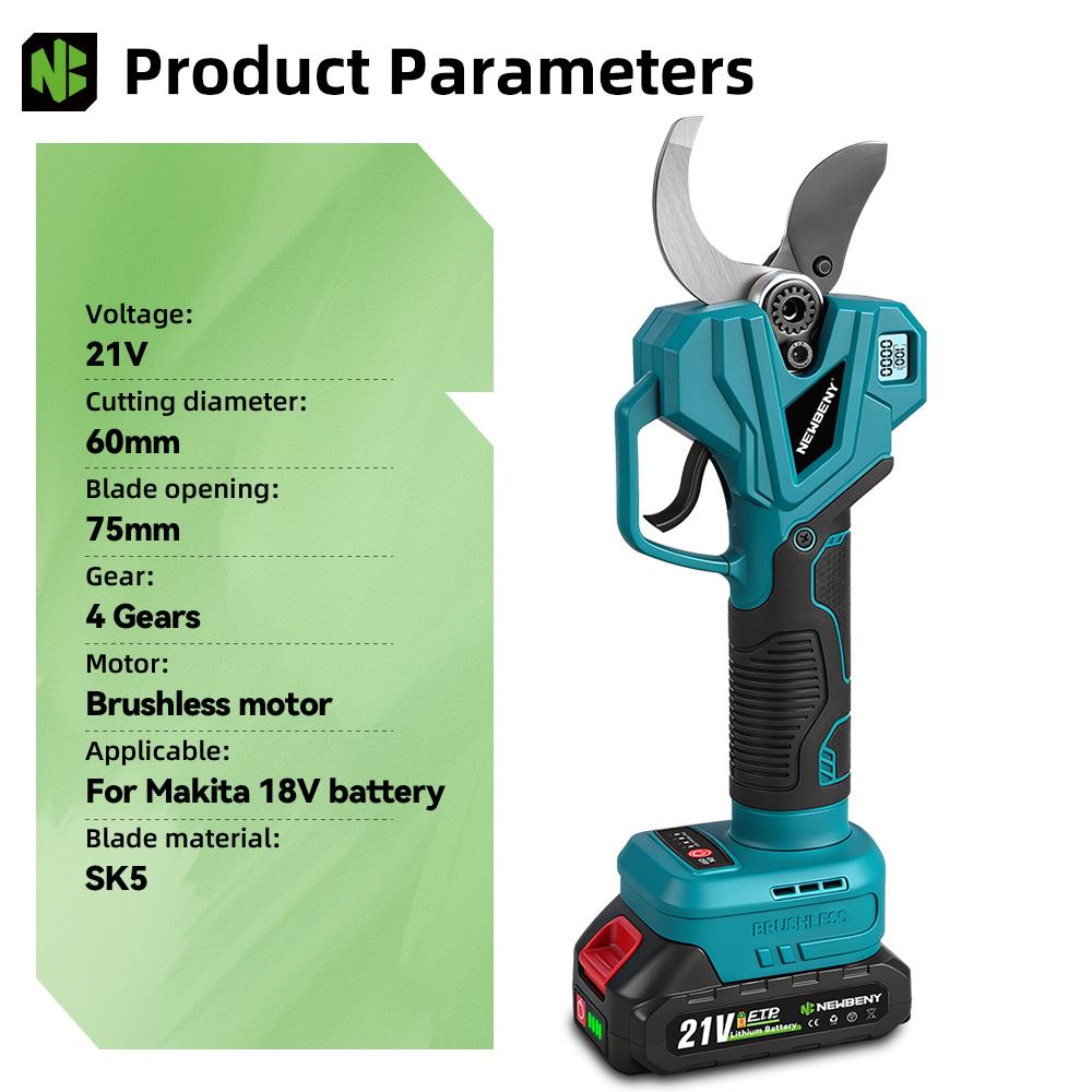 Newbeny 4 Gänge Bürstenlos 75mm Elektrische Astschere Obstbaum Bonsai Akku-Scheren Gartengeräte Für Makita Akku