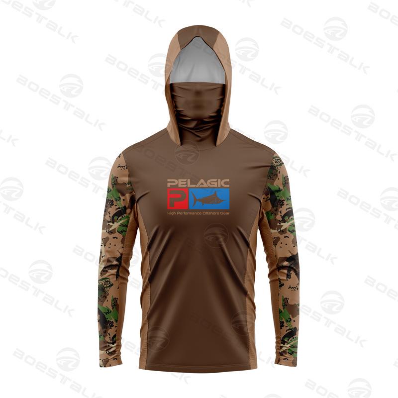 PELAGIC Ice Silk Sonnenschutz-Angel-Hoodie mit Nackenschutz – Leicht, Langarm für das Angeln mit Kunstködern im Freien
