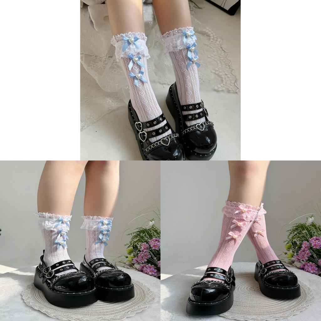 Cotton Lace Bow Ankle Socks For Girls With Nonslip And Sweat Absorption Features