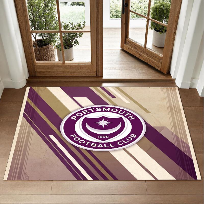 Portsmouth FC Design Kristall-Samt-Teppich Weich Dekorative Matte für Schlafzimmer Eingang