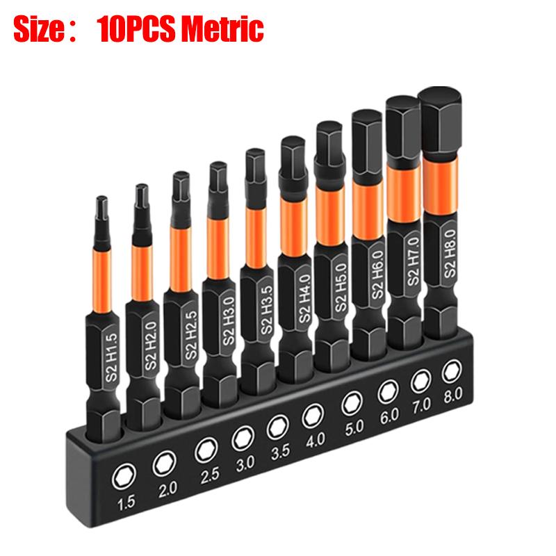 20/10PCS Magnetic Allen Wrench Drill Bit Long Impact Hex Head Screwdriver Bit Set 1/4 Inch Torx Hex-Shank Driver Bits Set