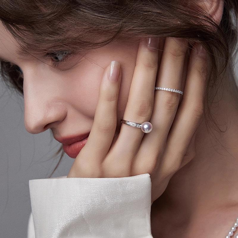Zhuji Freshwater Pearl & Zirconia Elegant Ring 8-9mm (Near-Perfect Round)