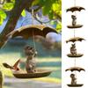 Metal Hummingbird Bird Feeder with Umbrella Cute Squirrel/Cat/Dog Holding Umbrella Design Bird Feeder for Garden Yard Decoration