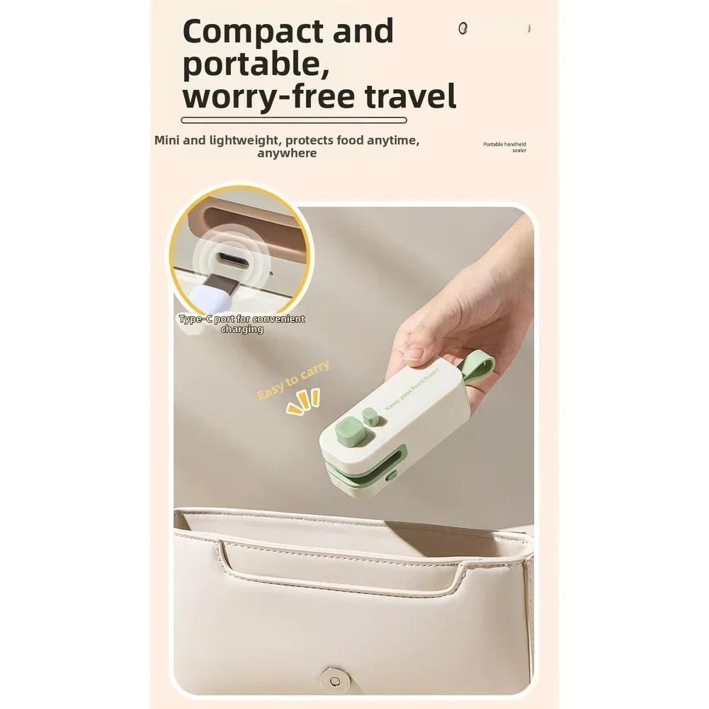 Compact Mini Magnetic Food Sealer with Dual Sealing and Opening Functions for Kitchen Snack Bags and Food Storage