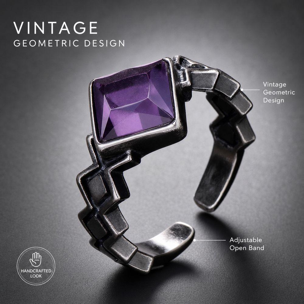 White Crystal Stone Ring Punk Style Amethyst Ring Newest Crystal Ring Fashion Accessories
