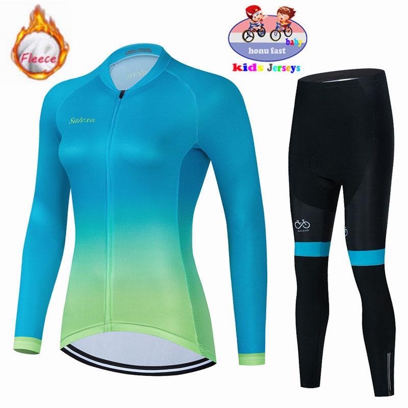 2026  Velvet Warm Cycling Suit Set  Kids Winter Thermal Fleece MTB Bicycle Girl Cycling Clothes Warm Bike Children Cycling Clothing Suit