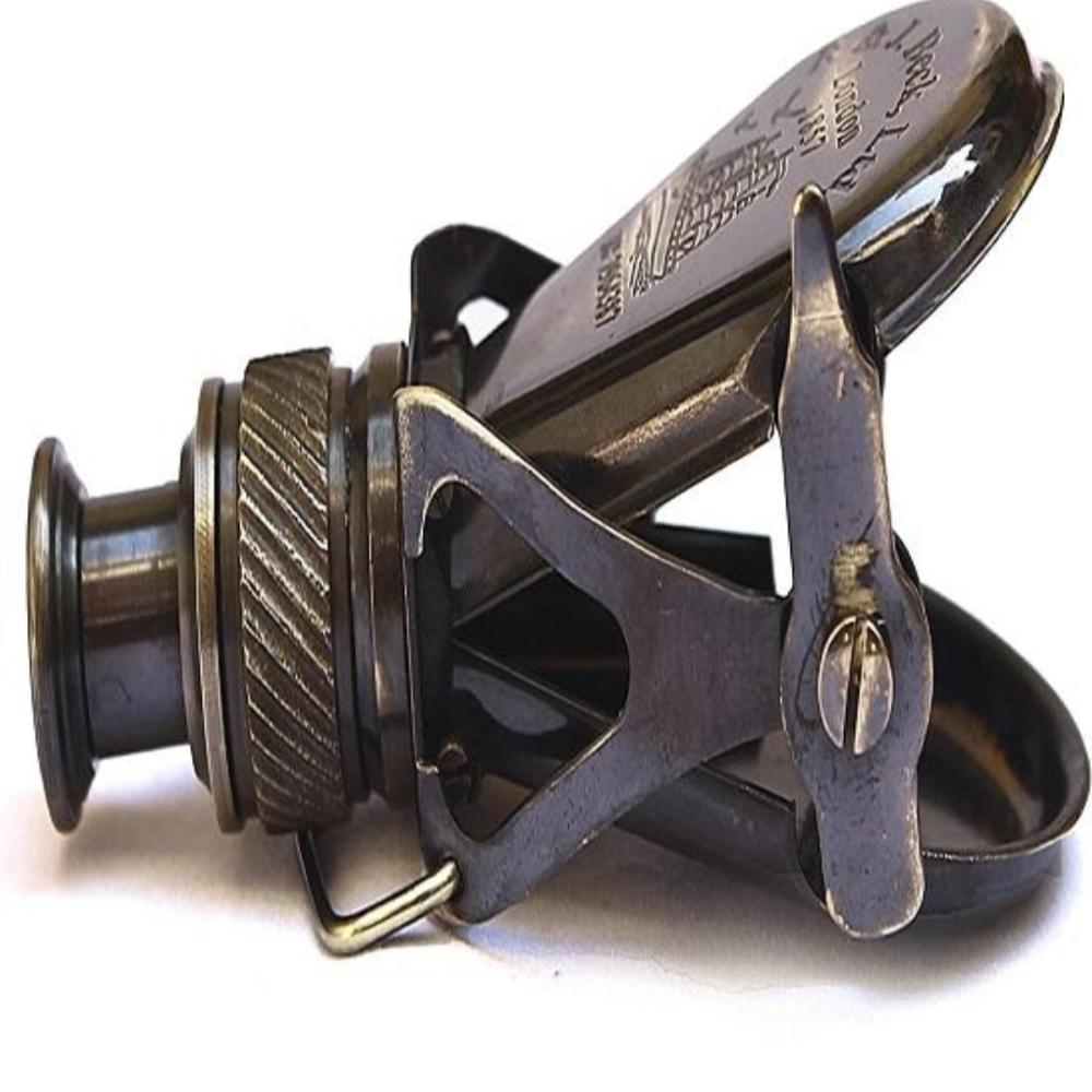 Mosiężny Mini Składany Teleskop Monokularowy z Pokrowcem Skórzanym – 10,16 cm