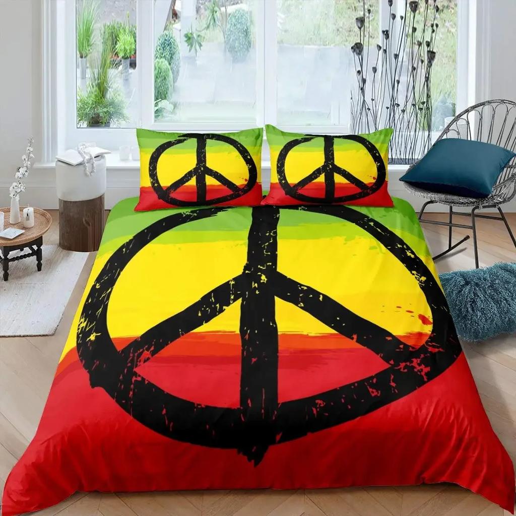 3D Printed Peace Symbol Comfortable Duvet Quilt Cover Pillowcase Bedding Set Children Bedroom Decoration Home Textile