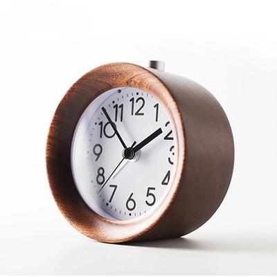 JINSUN Wooden Clock Snooze Bedside Kids Alarm Circular Needle Backlight Desktop Clock Silent Wood No Ticking