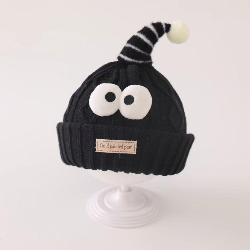 Knitted Baby Hat With Embroidered Bear Ears Warm Winter Beanie Toddlers Unisex Infant Cap
