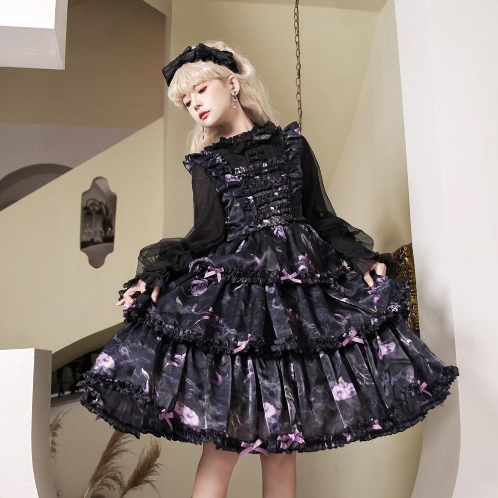 Firefly Flower OP Light Lolita Daily Lolita Vintage Dress - Girls' Soft Girl Fake Two-Piece Set
