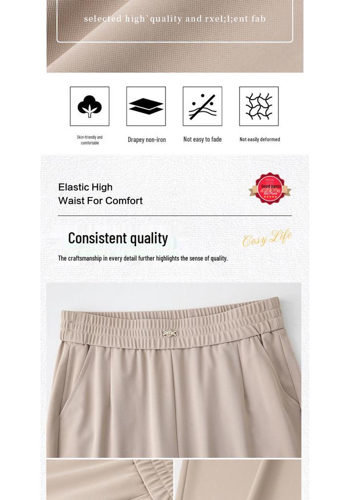 Plus Size Elastic Waist Casual Pants for Middle-aged and Elderly Women