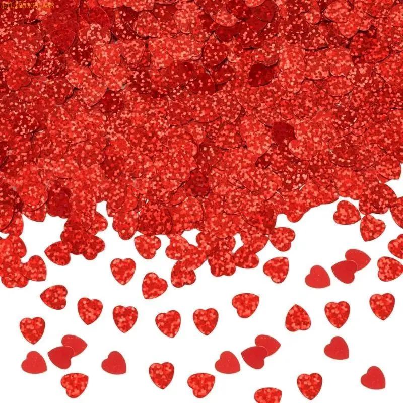 K1AE Reflective Heart Confetti Glittering PVC Confetti Ornament for Wedding Valentine's Day Birthday Anniversaries