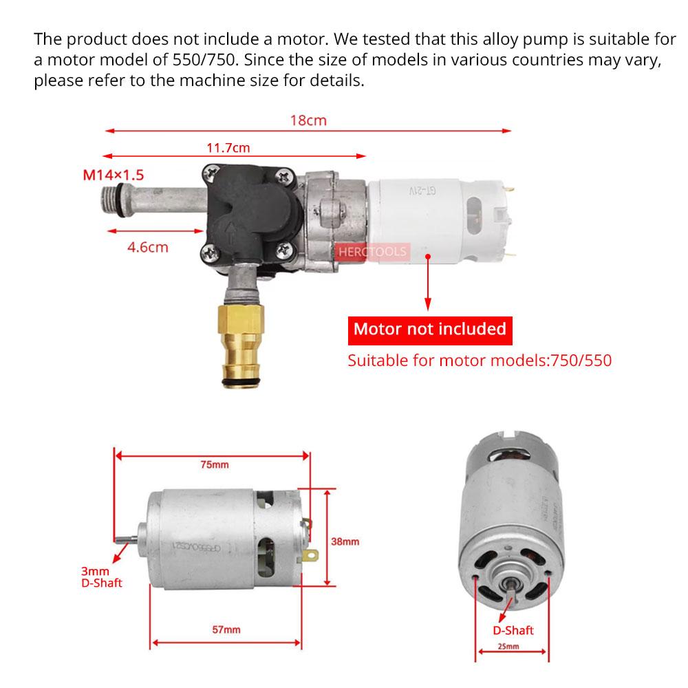 Pressure Washer Zinc Alloy Pump Head No Motor Plunger Portable Lithium Power Cleaner Accessories Car Washing Machine Pump