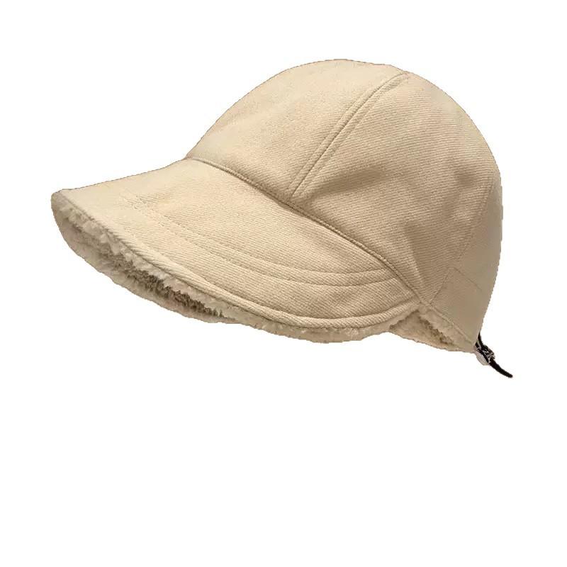Autumn and Winter Korean Style Warm Peaked Cap for Women Cold Proof Thickened with Velvet  Slimming  Double Sided Equestrian Hat