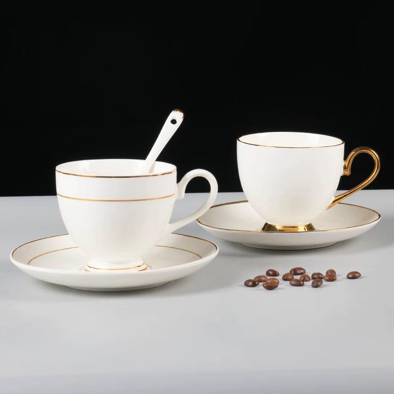 Ceramic coffee cup set handpainted goldpainted English cup saucer hotel coffee milk tea cup
