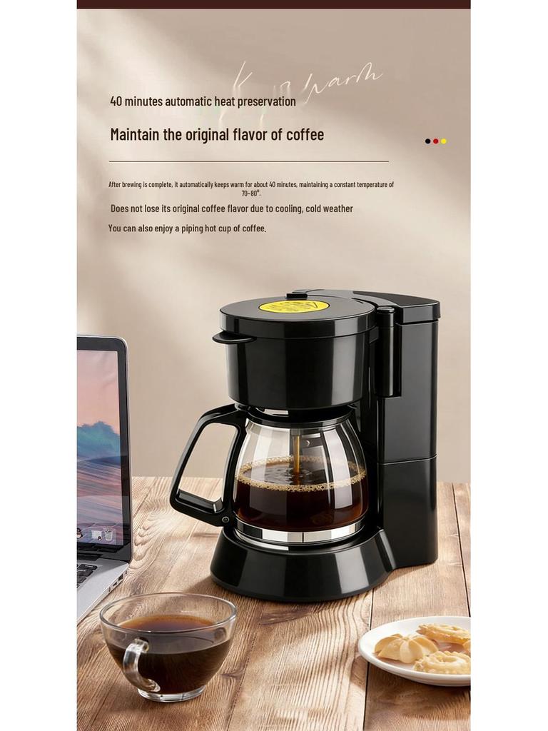 Electric Drip Coffee Maker: Compact, Automatic, Keep-Warm Portable Espresso Machine for Home Use