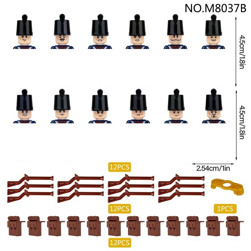 Napoleonic wars, military soldiers, World War II and 12PCS mini action figures, French and British flintlock weapons and toys.