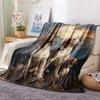 1PC Moonlit Canine Pack Print Flannel Blanket, High quality Comfortable for All Seasons, Home Decor, Warmth and Comfort
