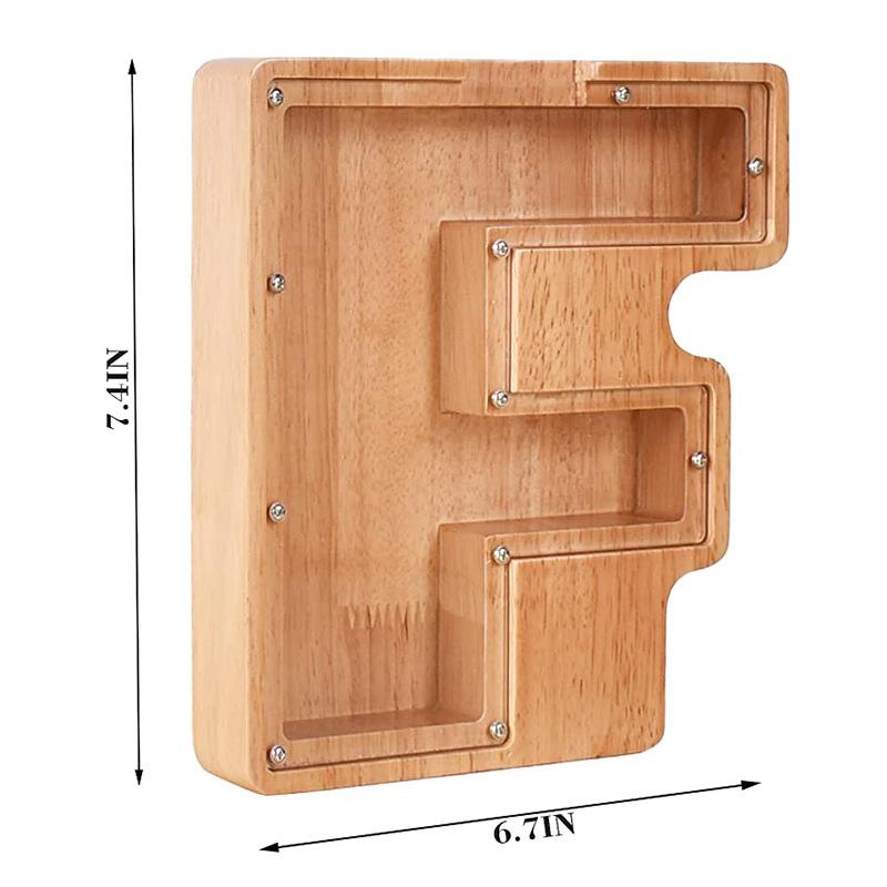 Creative Wooden Piggy Bank Twenty-Six Letter Coin Money Saving Box Storage Customized Name Wood DIY Letter Kids Money Bank Gift