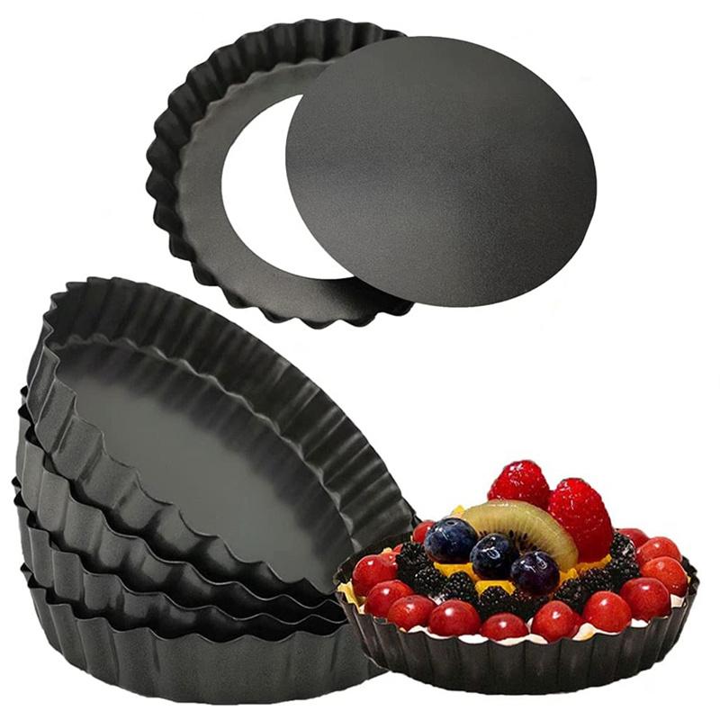 Non-Stick Tart Quiche Flan Pan Molds Pie Pizza Cake Round Mould Removable Loose Bottom Fluted Heavy Duty Pie Pan Bakeware