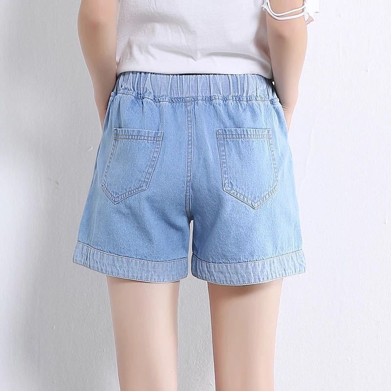 Women's Summer Cowboy Shorts Students Korean Edition Elastic High Waist Loose Casual Hot Pants
