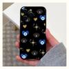 Custodia per Telefono Occhio Malvagio Blu Fortunato Per Apple iPhone 15,14,13,12,11,Pro,X,XS,Max,XR,Plus,Mini Cover Nera Morbida