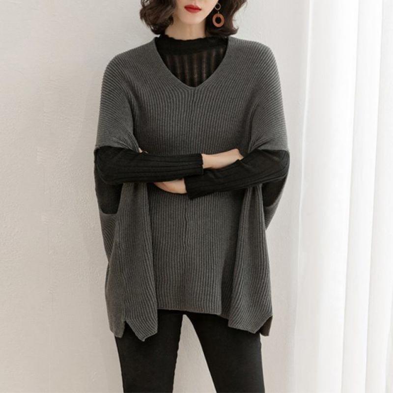 Pullover Vest Female 2023 Autumn/Winter Western Loose Pullover Folded Shawl Knitwear Medium Length Vest Overlay Top for Women